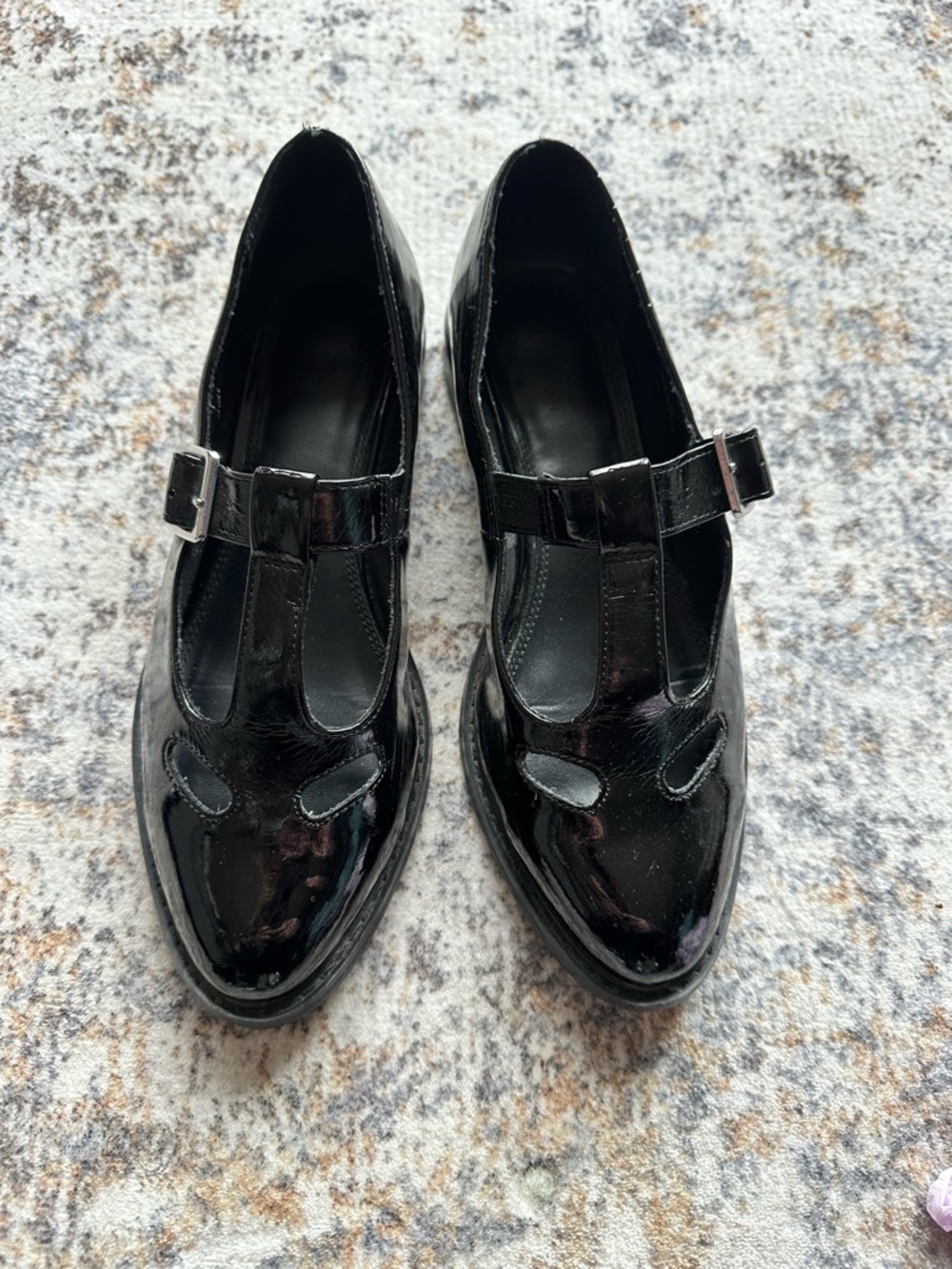 EUC ASOS Designs Black Patent Mary Jane Flat Shoes—size 8